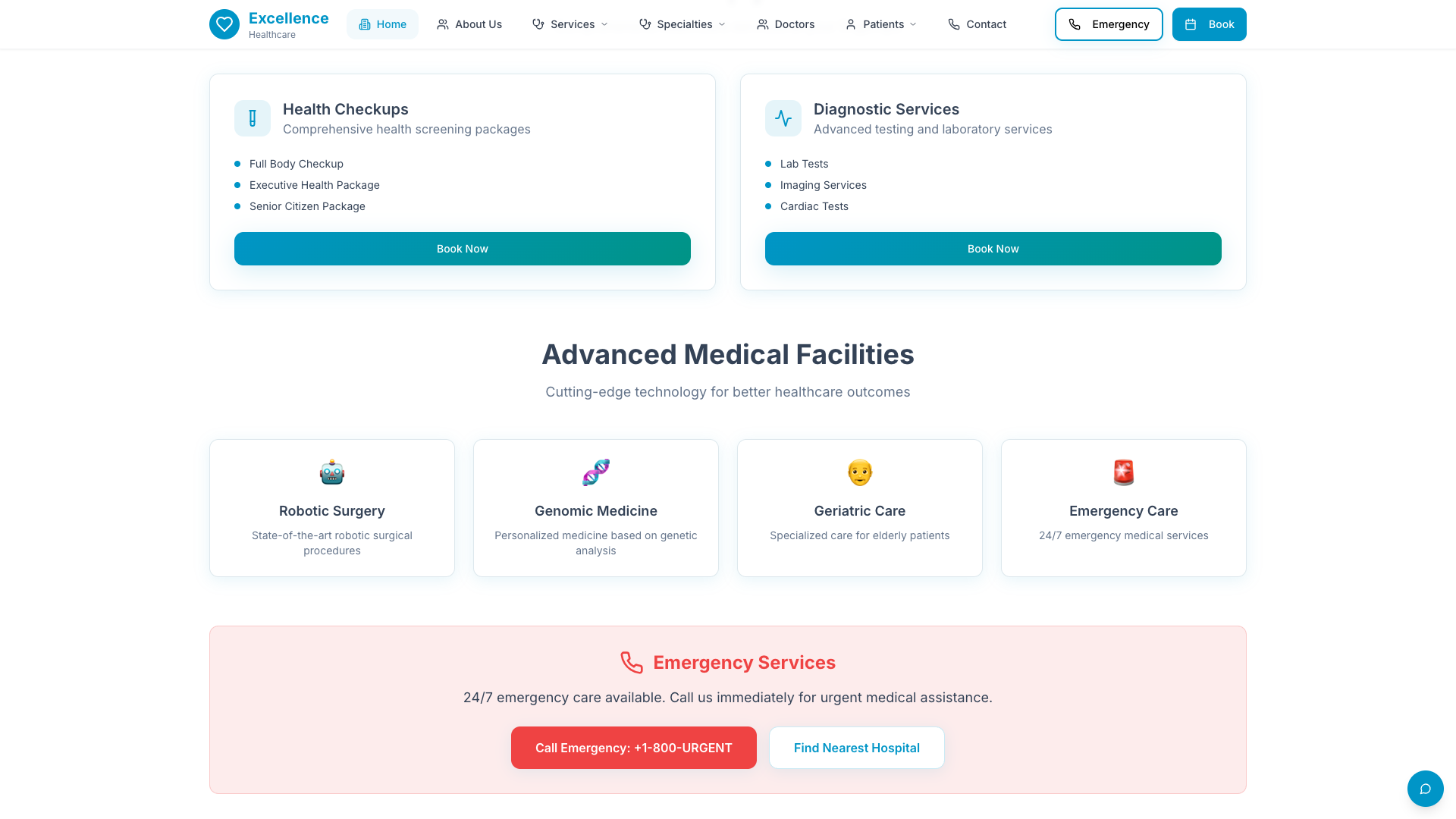 Excellence Healthcare - Medical facility website