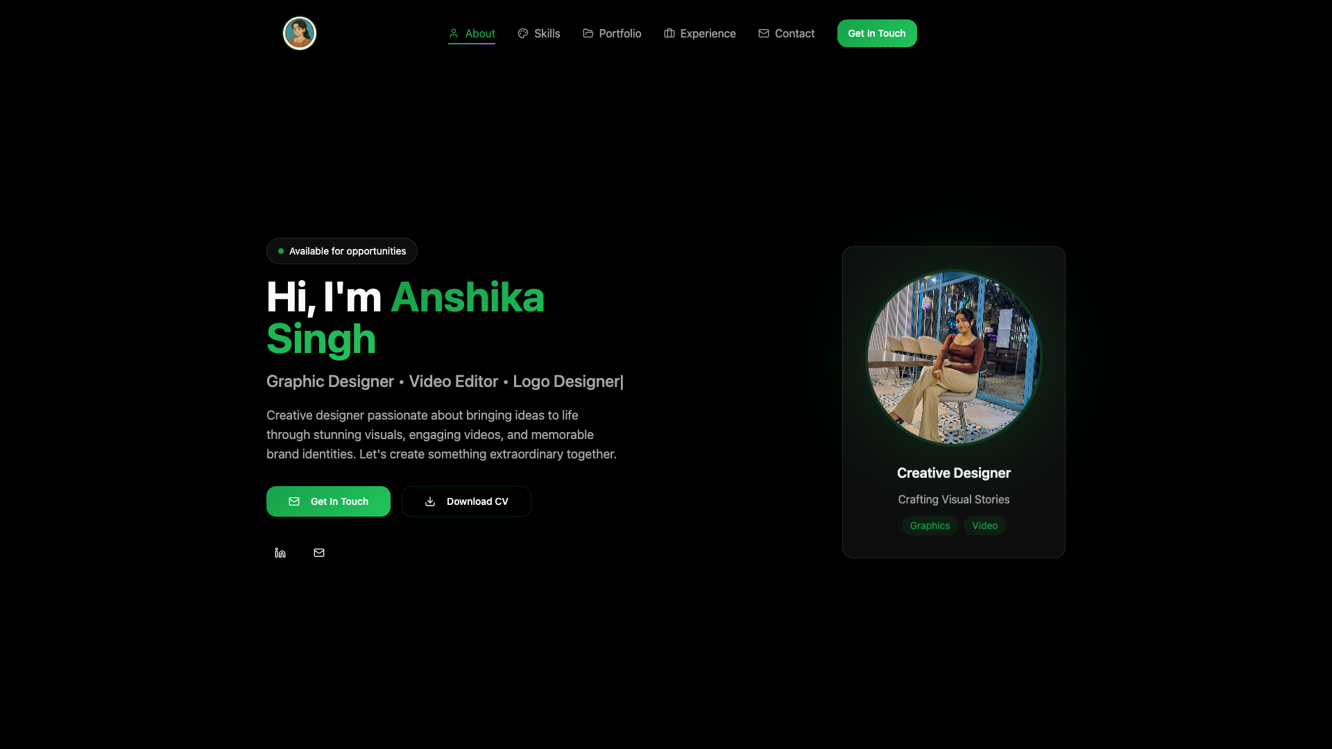 Glassfolio - Glassmorphism portfolio website