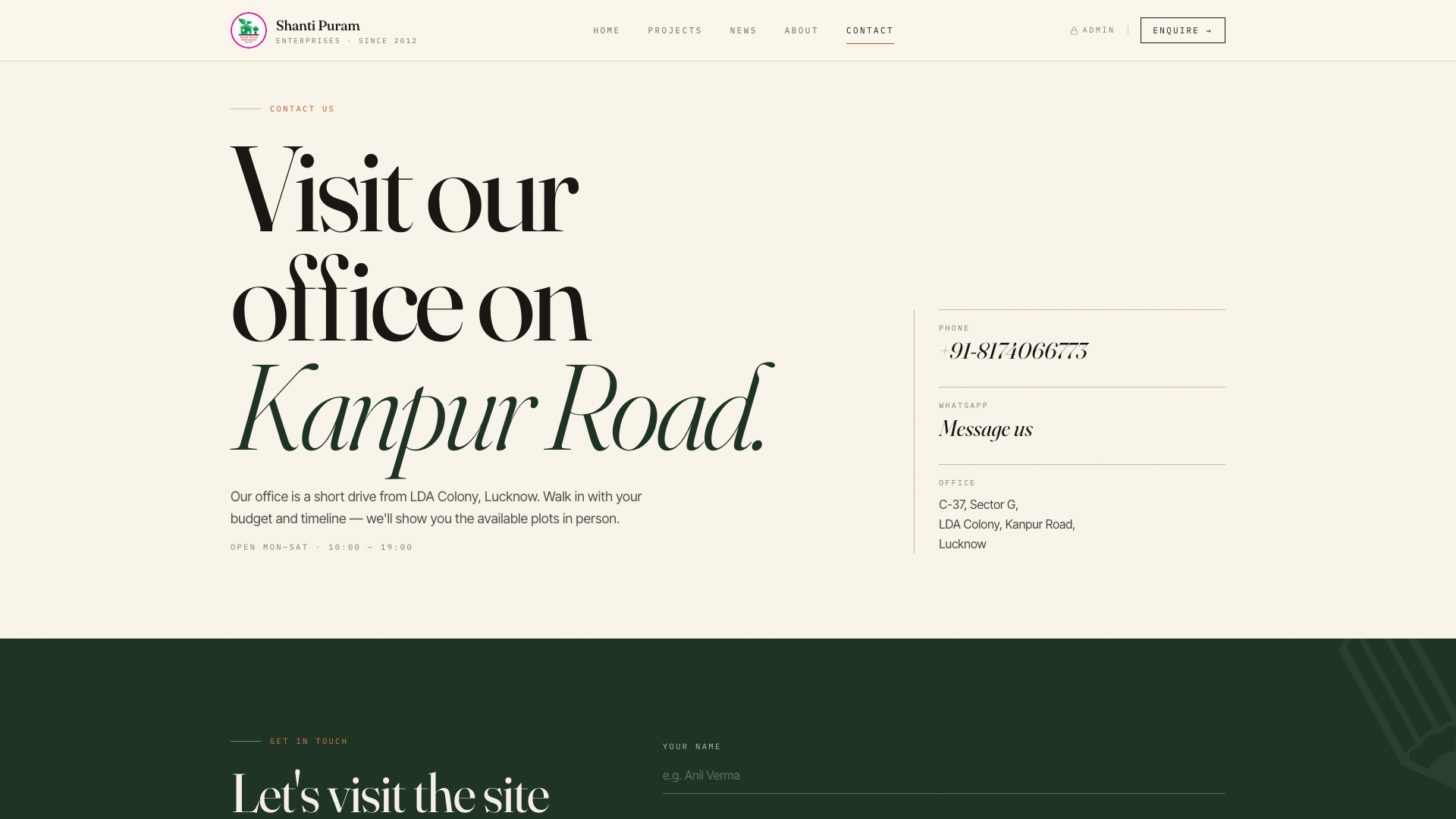Lucknow Properties — contact and enquiry page